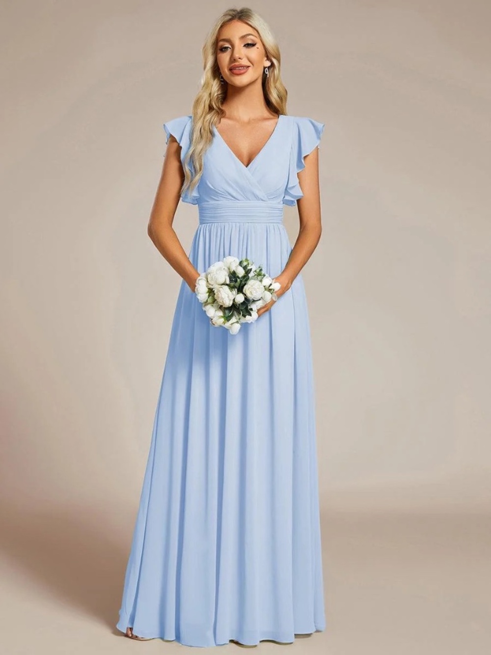 Baby Blue Chiffon Dress (Size 10)